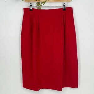 Womens Skirt Red Wool pleated side pockets with back zip 100% Wool Size 12‎